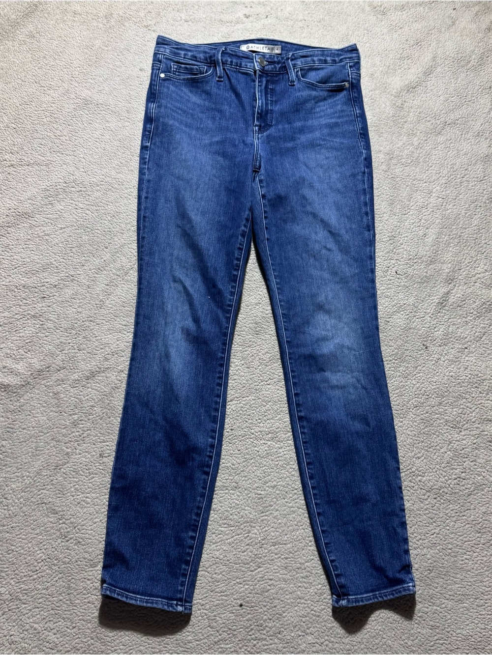 Athleta Jeans Womens 4 Sculptek Performance Blue Denim Skinny Mid Rise 28x28